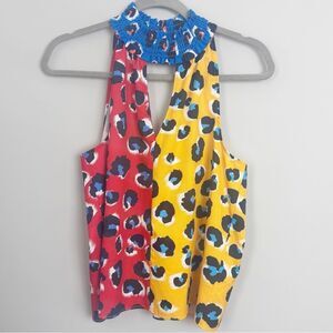 MADISON MARCUS | Colorblock Leopard Animal Print Halter Top Women’s Size X-Small